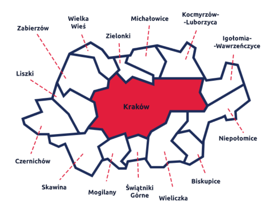 Metropolia Krakowska mapa