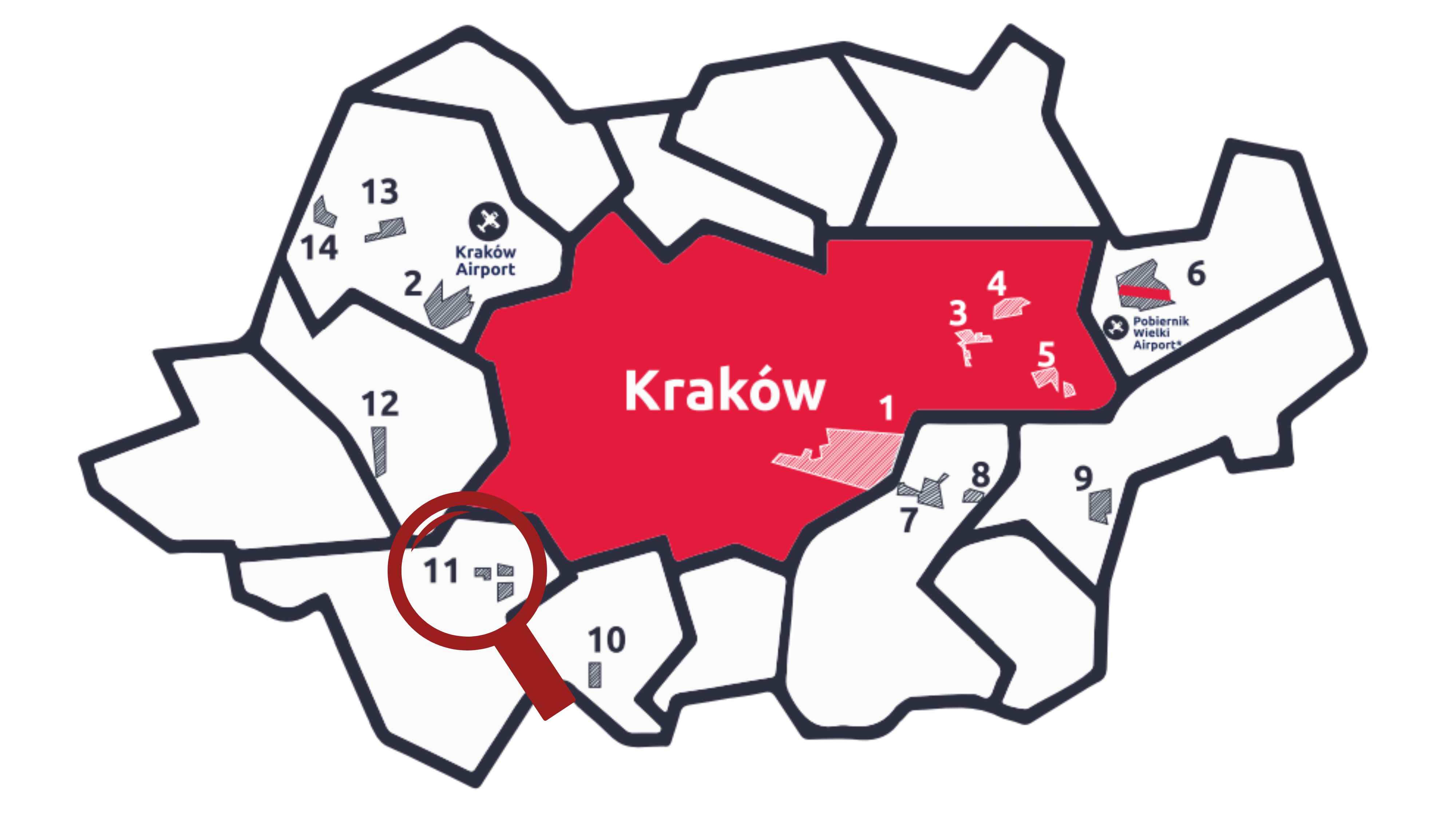 Mapa terenów Metropolii Krakowskiej