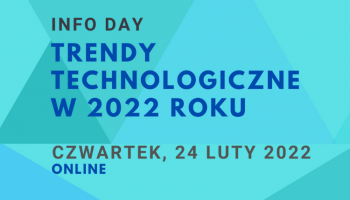 Plakat reklamujący spotkanie dotyczące trendów technologicznych w 2022 roku