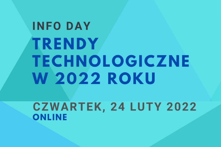 Plakat reklamujący spotkanie dotyczące trendów technologicznych w 2022 roku